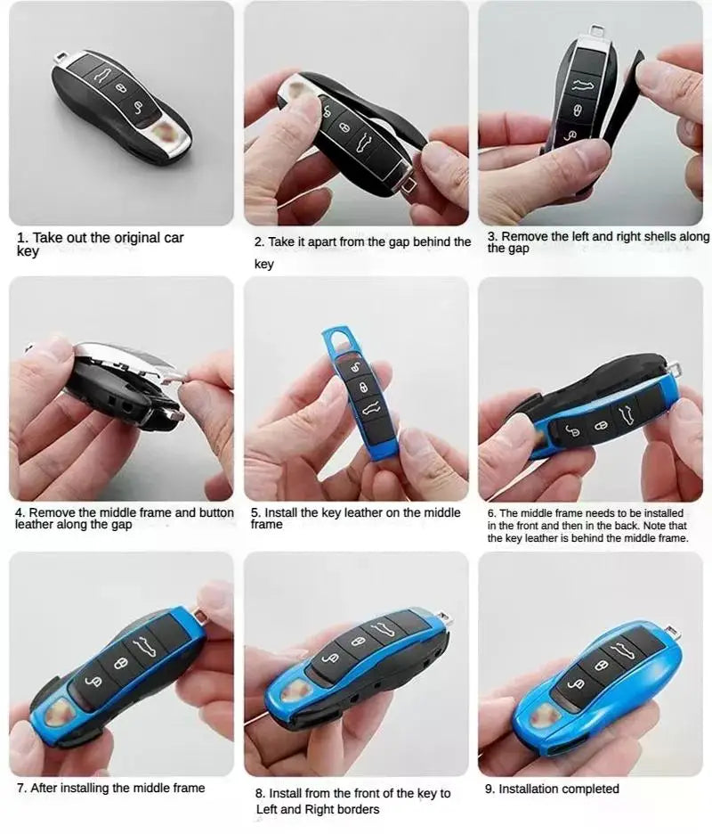 Replacement Remote Key Fob Shell Case Set for Porsche