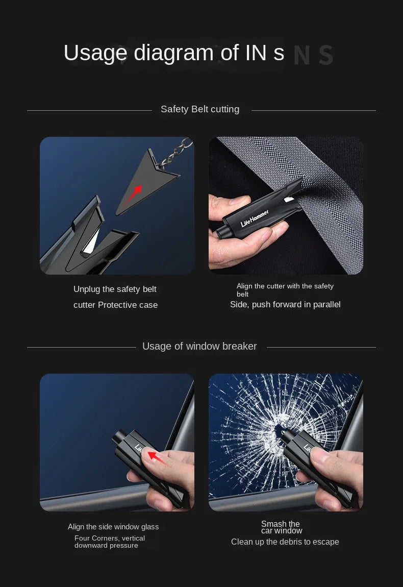 Emergency Car Window Breaker and Seat Belt Cutter Tool - 22