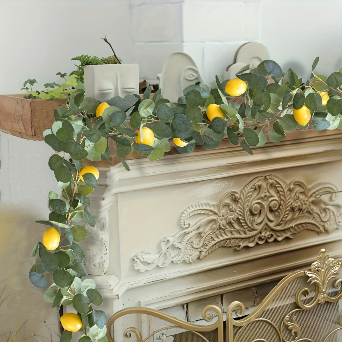 Artificial Lemon and Eucalyptus Garland for Home Decor