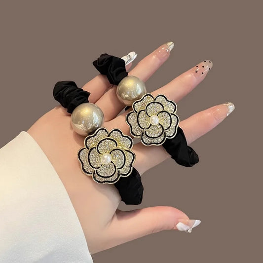Elegant Floral Rhinestone Hair Tie for Women