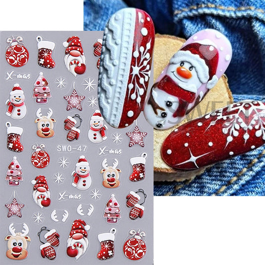 3D Christmas Cartoon Self-Adhesive Nail Art Decal Stickers
