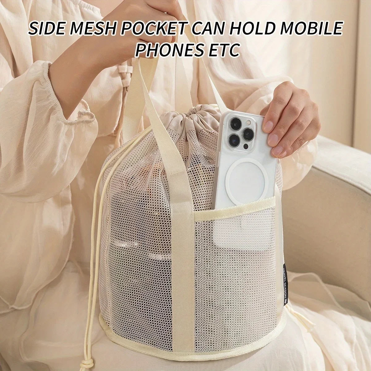 Multifunctional Foldable Mesh Drawstring Travel Organizer Bag - 7