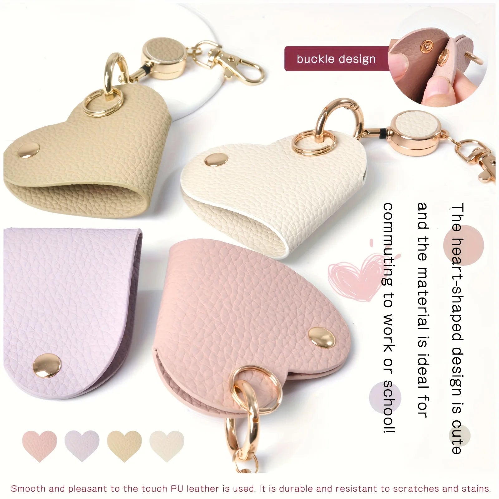 Heart-Shaped Retractable Keychain Wallet - 9