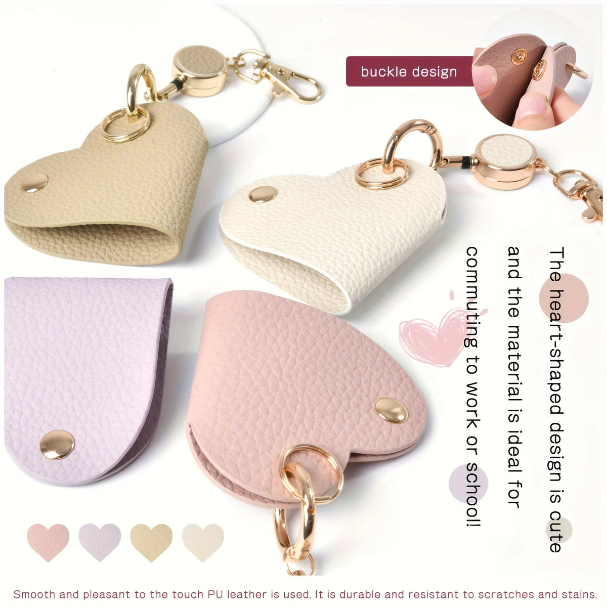 Heart-Shaped Retractable Keychain Wallet