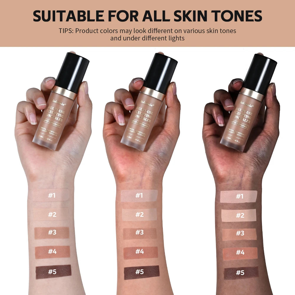 5-Color Waterproof Sculpting Concealer for Face and Contouring - 5