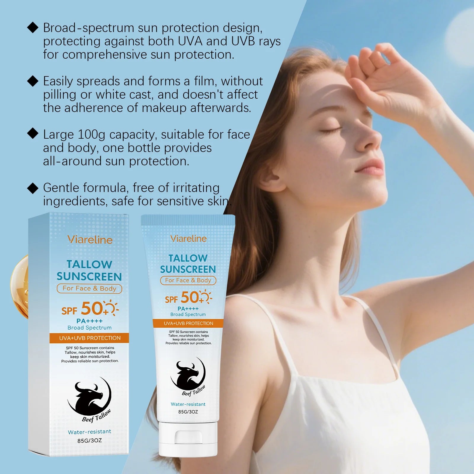 SPF 50 Tallow Hydrating Sunscreen for Face and Body - 12