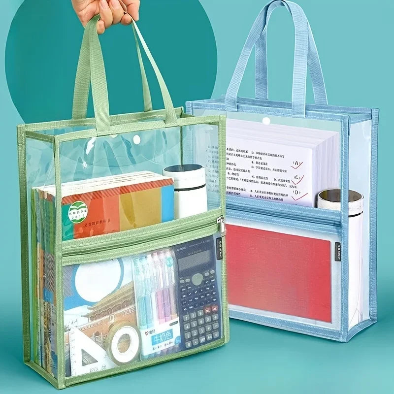 Transparent Mesh Document and Book Tote Bag for Students and Office