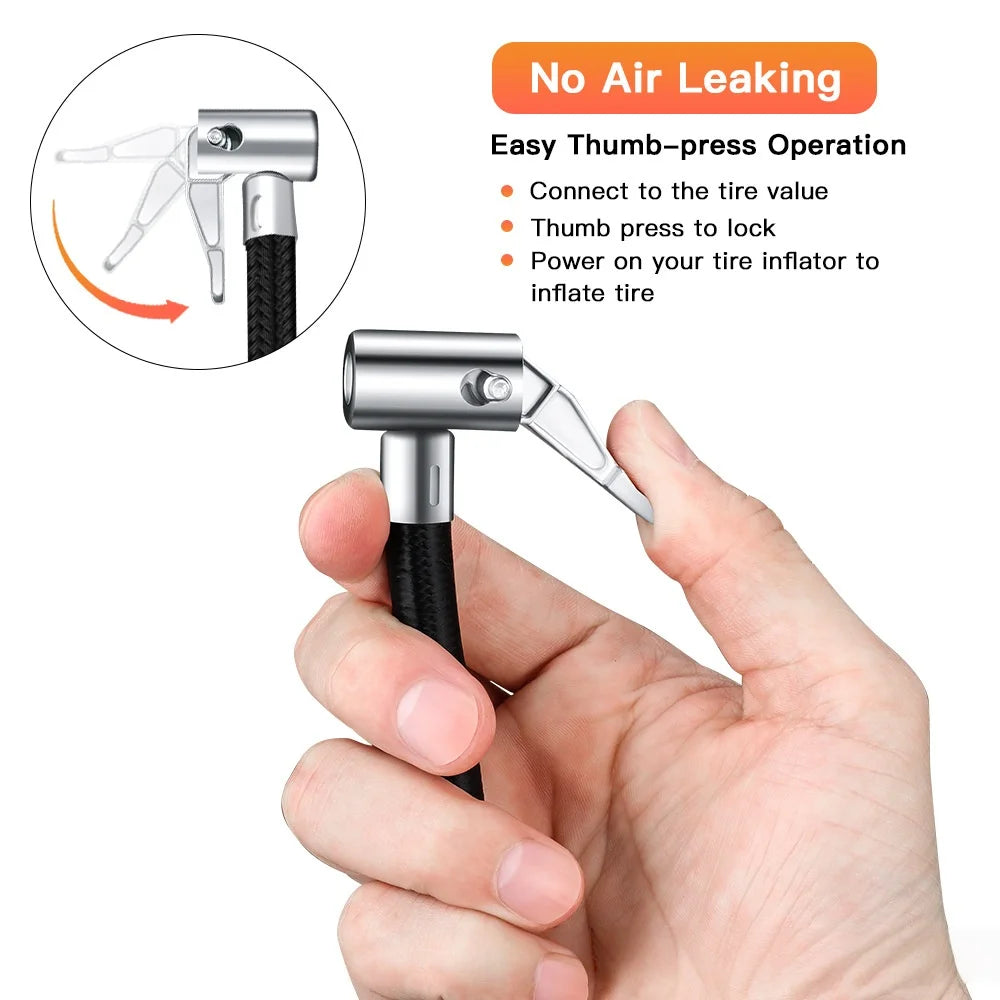 Locking Tire Inflator Air Hose with Release Valve - 2