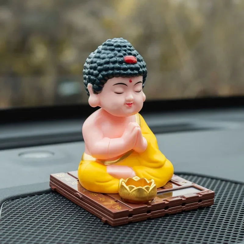 Solar Powered Shaking Buddha Car Dashboard Ornament - 6