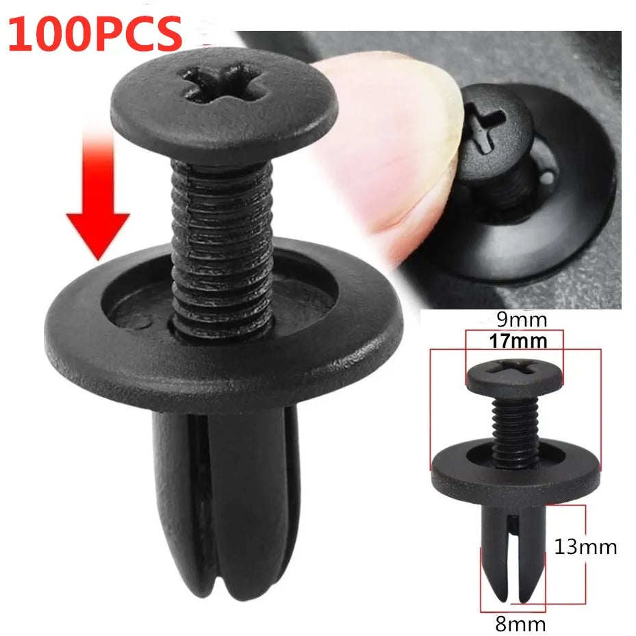 8mm Car Bumper and Door Trim Push Fastener Clips - 1