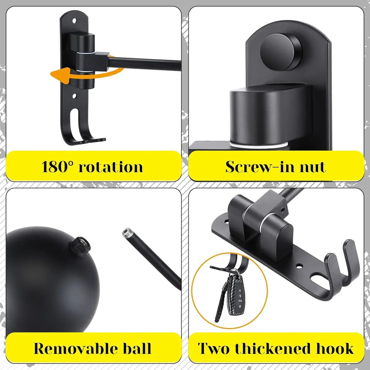180° Rotating Wall-Mount Helmet Holder Rack - 6