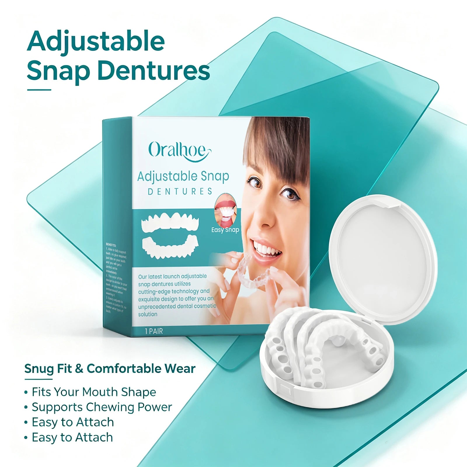 Adjustable Snap-On Dentures for Instant Smile Repair - 2