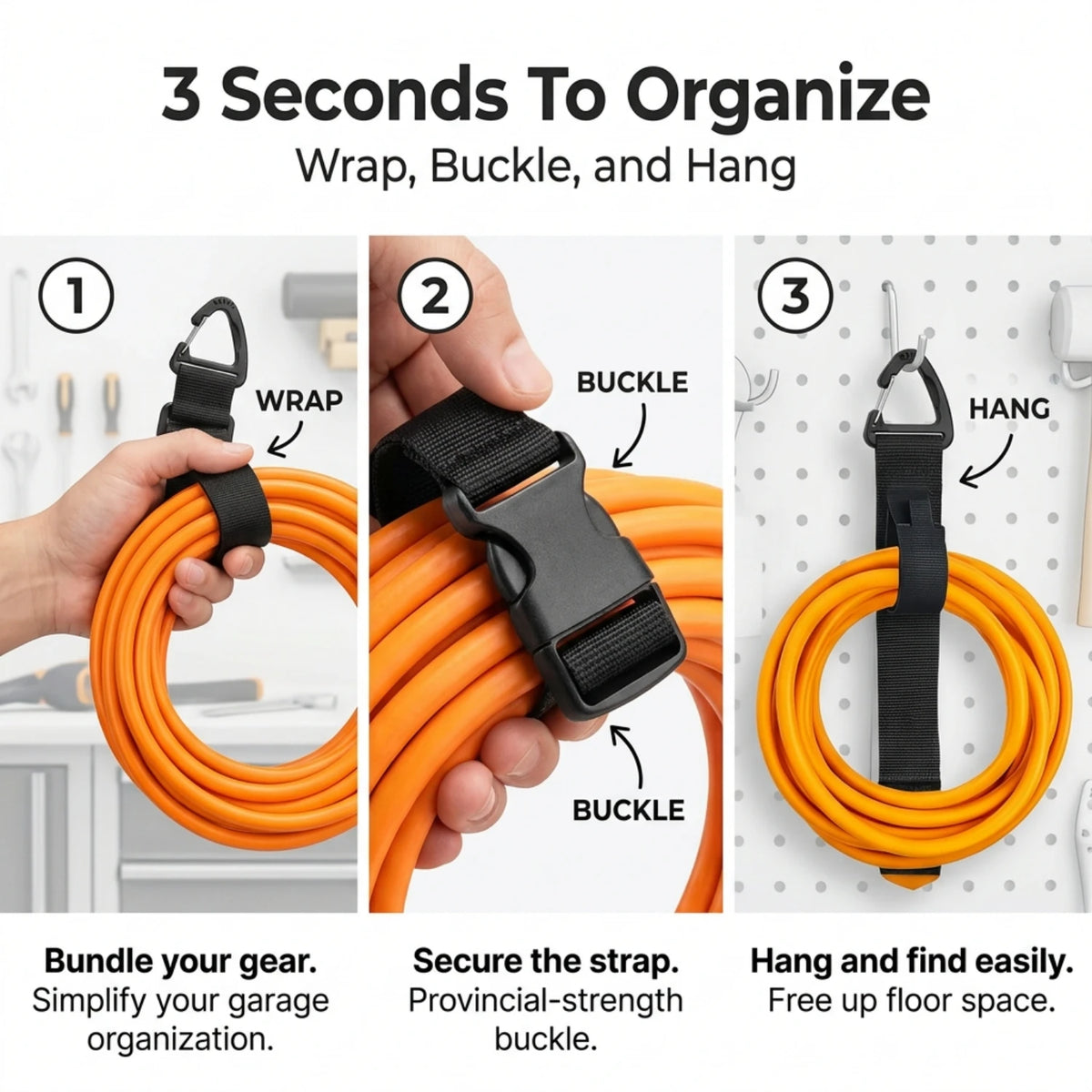 Adjustable Heavy-Duty Storage Straps for Hoses and Cables