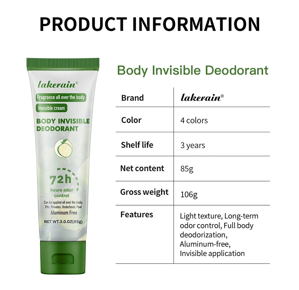 Long-Lasting Full Body Deodorant Cream