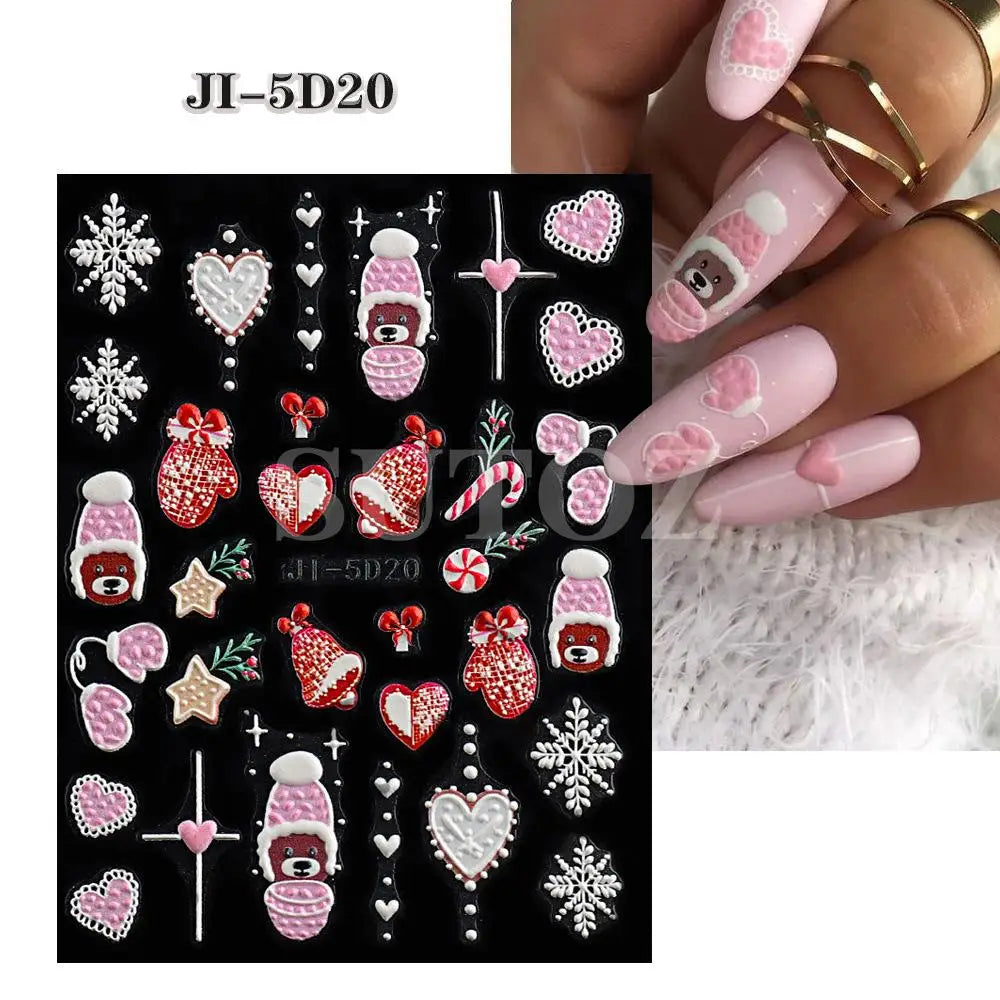 3D Christmas Cartoon Self-Adhesive Nail Art Decal Stickers - 57