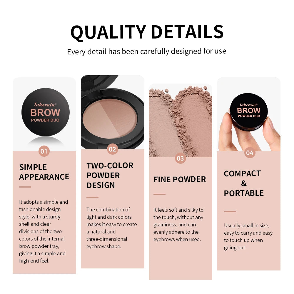Two-Tone Waterproof Eyebrow Powder for Natural Brows and Contouring - 5