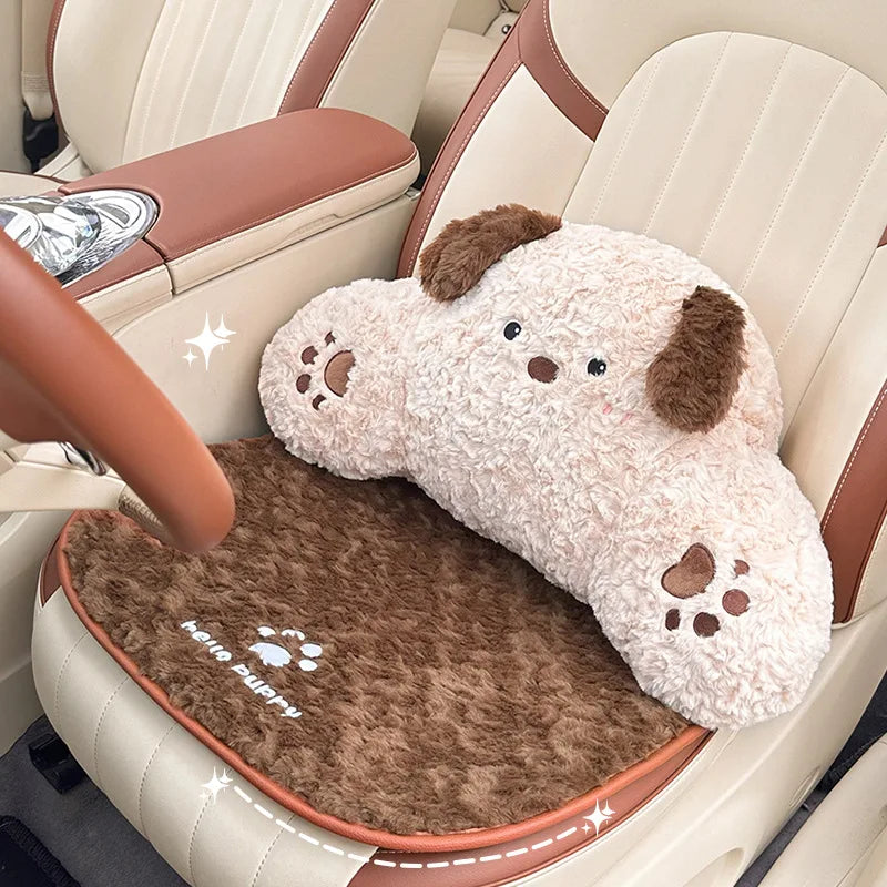 Cute Cartoon Animal Plush Car Seat Cushion and Pillow Set