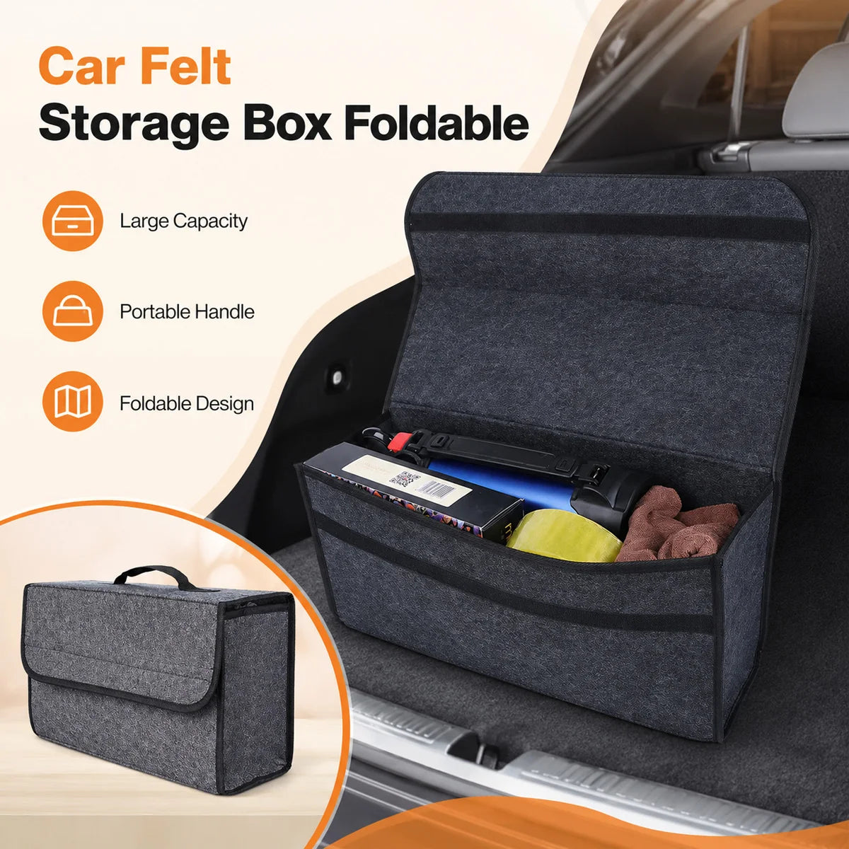 Foldable Felt Car Trunk Organizer and Storage Box
