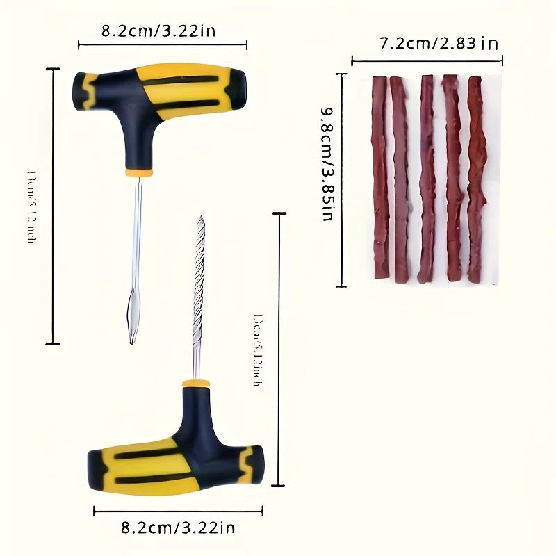 Portable Emergency Tire Puncture Repair Kit - 7