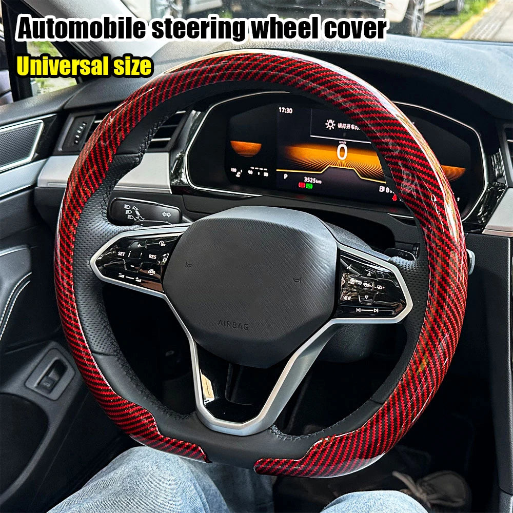 Universal Carbon Fiber Steering Wheel Cover for All Seasons - 1