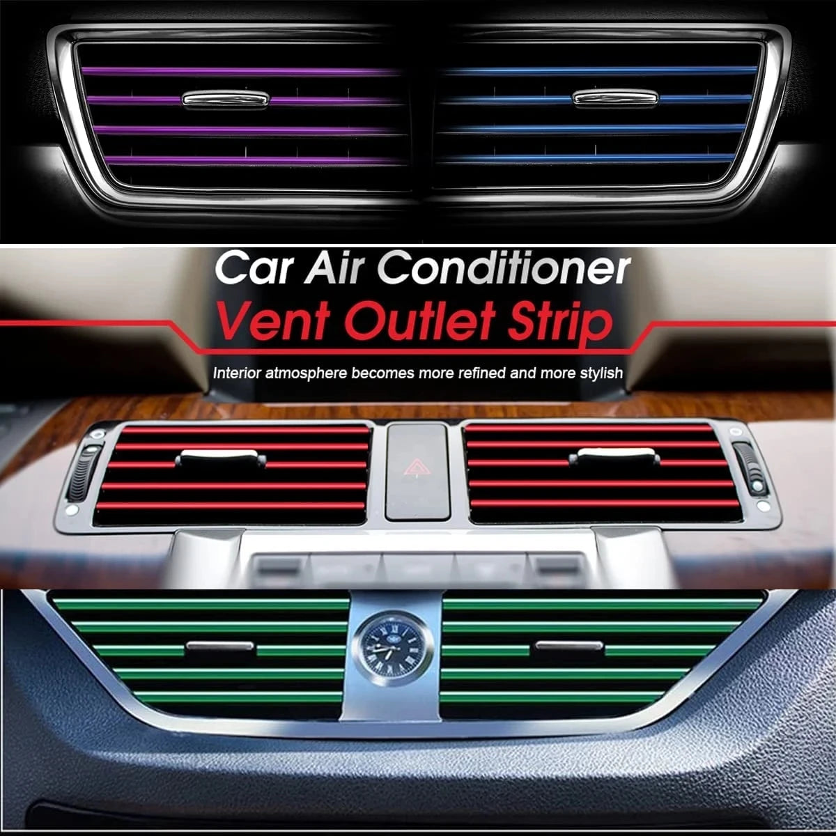 10PCS Car Air Vent Trim Strips Interior Decoration Outlet Moulding - 6
