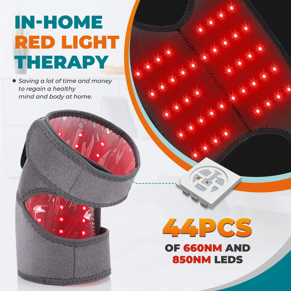 Cordless Heated Knee and Joint Support Brace with Red Light Therapy