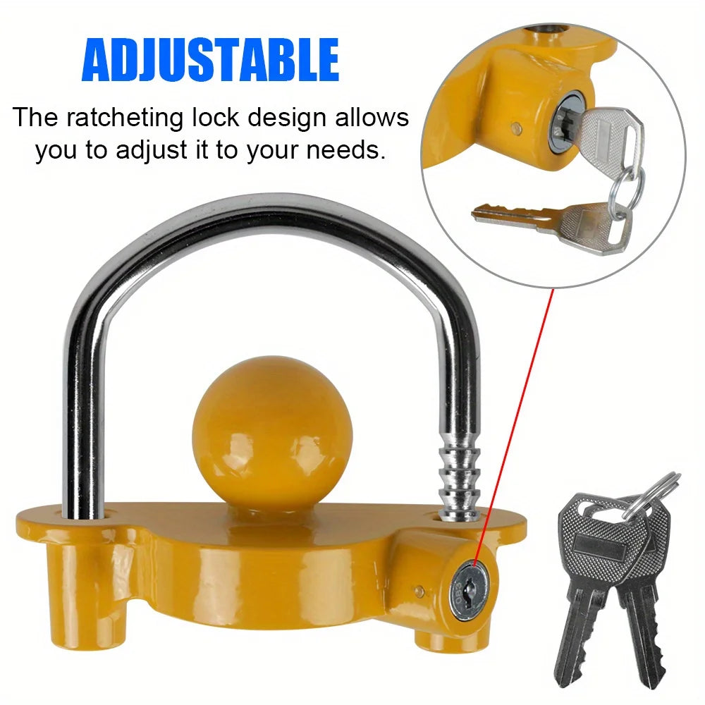 Universal Adjustable Trailer Hitch Lock for RVs and Caravans