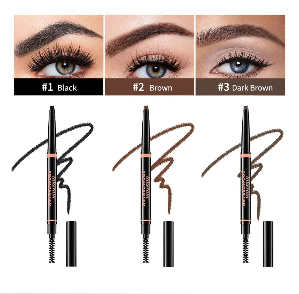 Waterproof Triangular Tip Eyebrow Pencil with Grooming Brush - 8