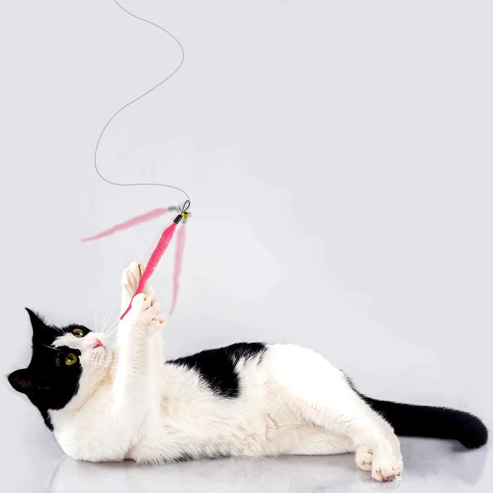 Interactive Plush Worm Cat Teaser Toy with Bell