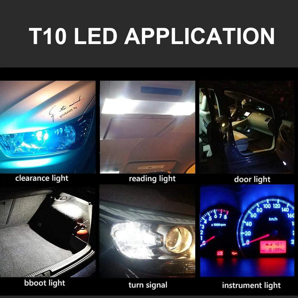 10PCS T10 W5W LED Interior Car Light Bulbs Canbus Parking Lamp Set - 6