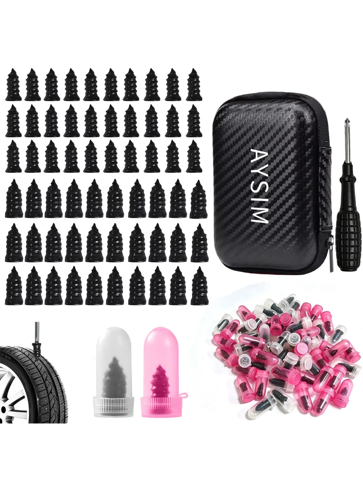 Emergency Tubeless Tire Puncture Repair Screw Set - 9