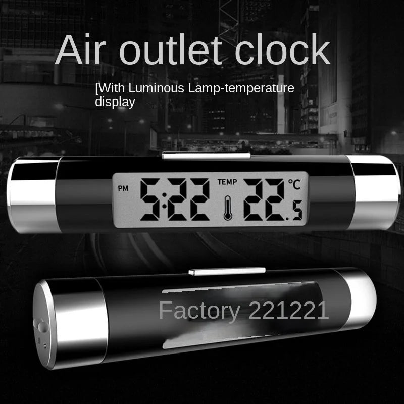 Digital Car Air Vent Clock and Thermometer with LED Backlight