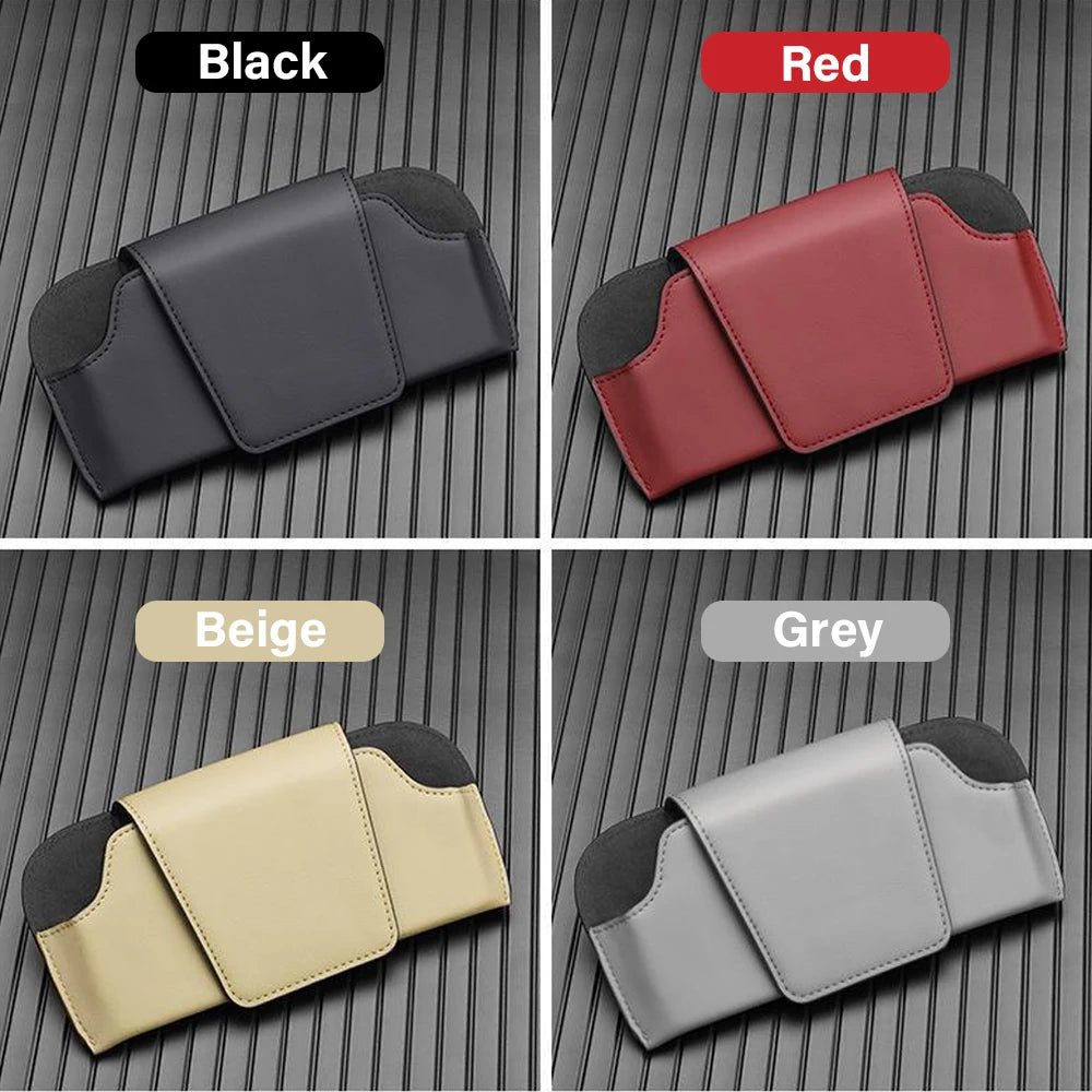 Leather Sun Visor Sunglasses Holder for Car