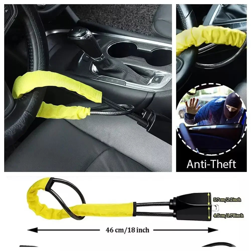 Anti-Theft Braided Steel Steering Wheel and Seat Belt Lock - 5
