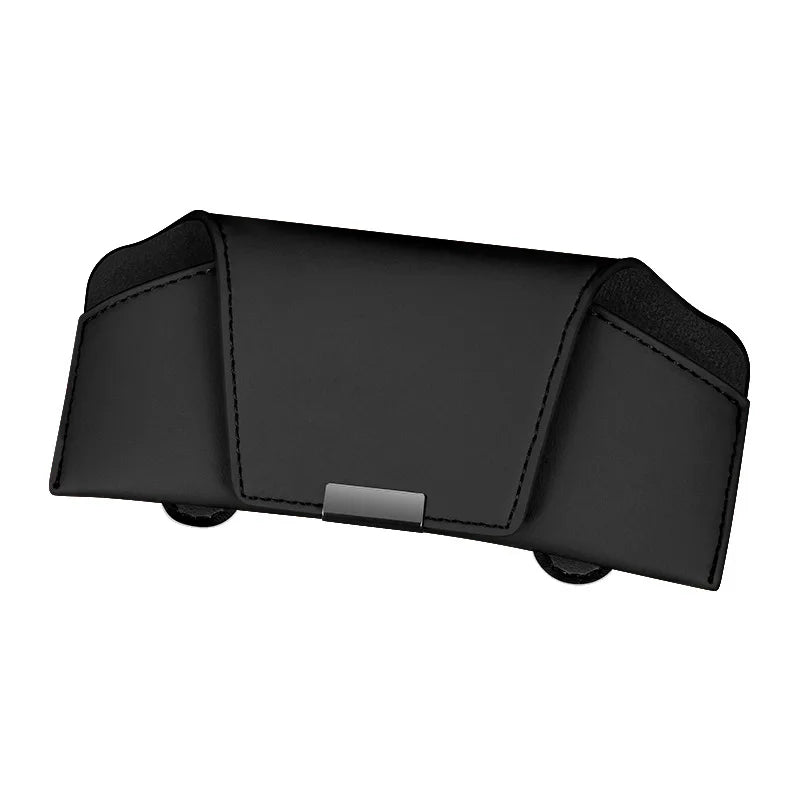 Leather Car Sun Visor Sunglasses and Eyeglasses Holder Case