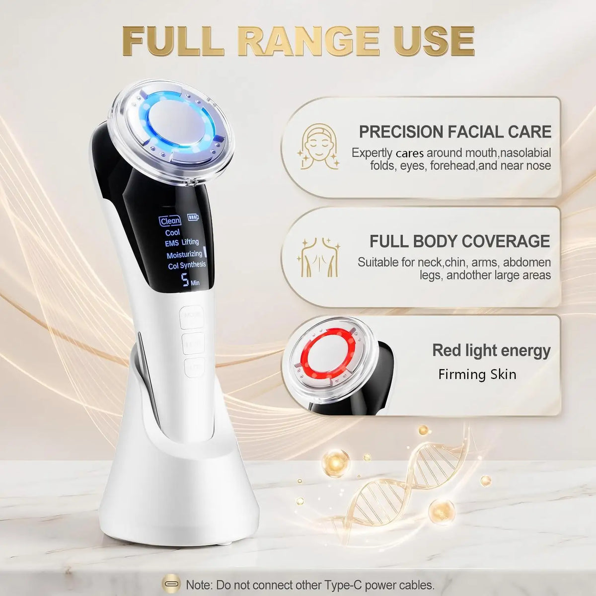Micro-Current LED Facial Massager for Skin Tightening and Rejuvenation