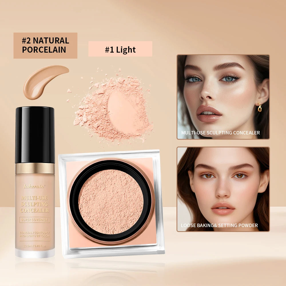 Face Makeup Concealer and Setting Powder Duo Set