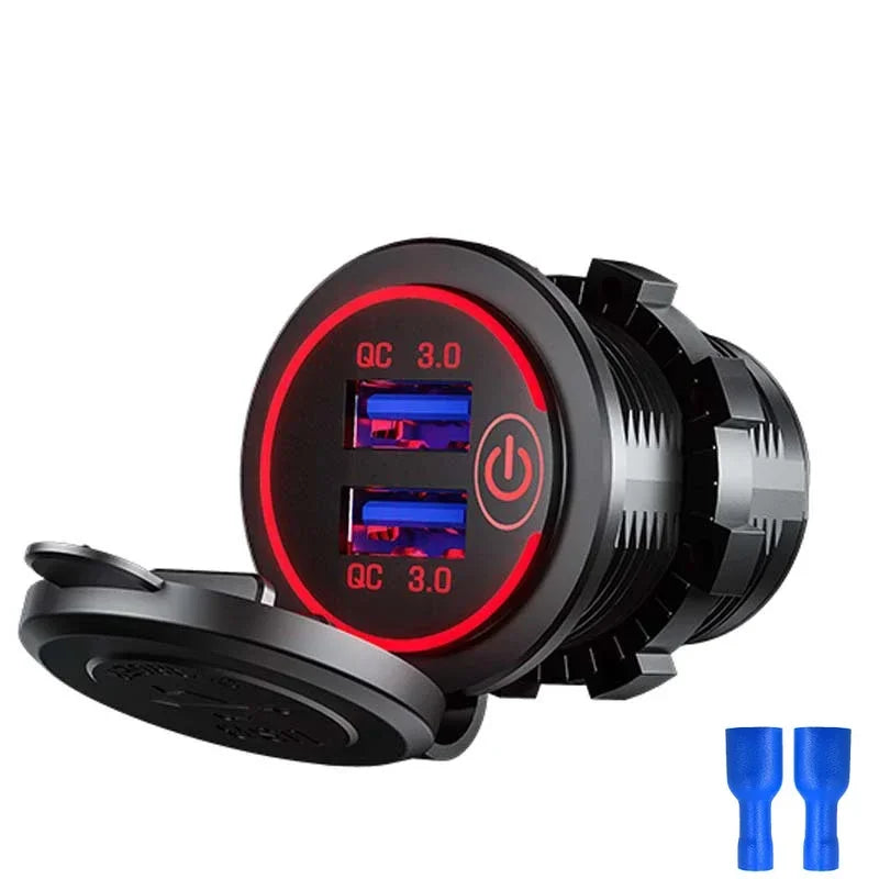 Dual USB Fast Car Charger Socket with Touch Switch