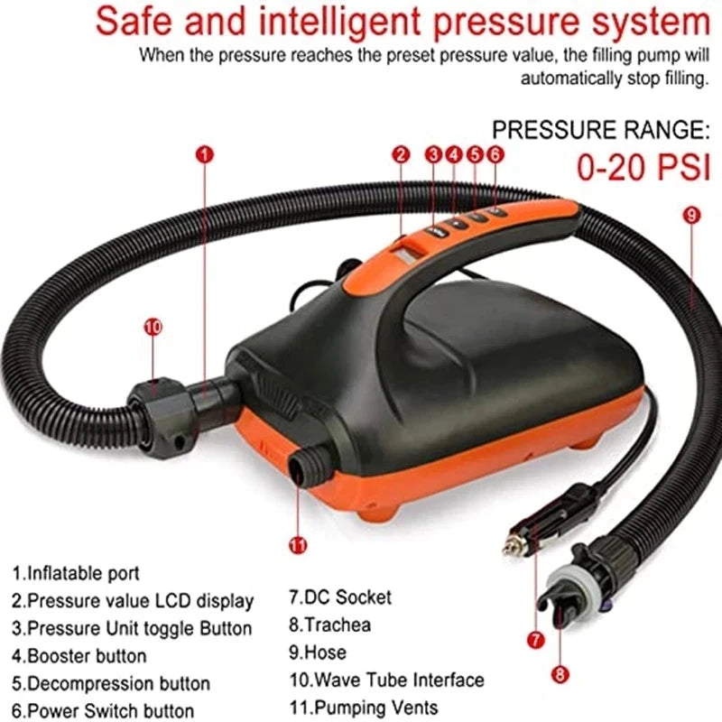 Digital Electric Air Pump for Inflatable SUP and Boats