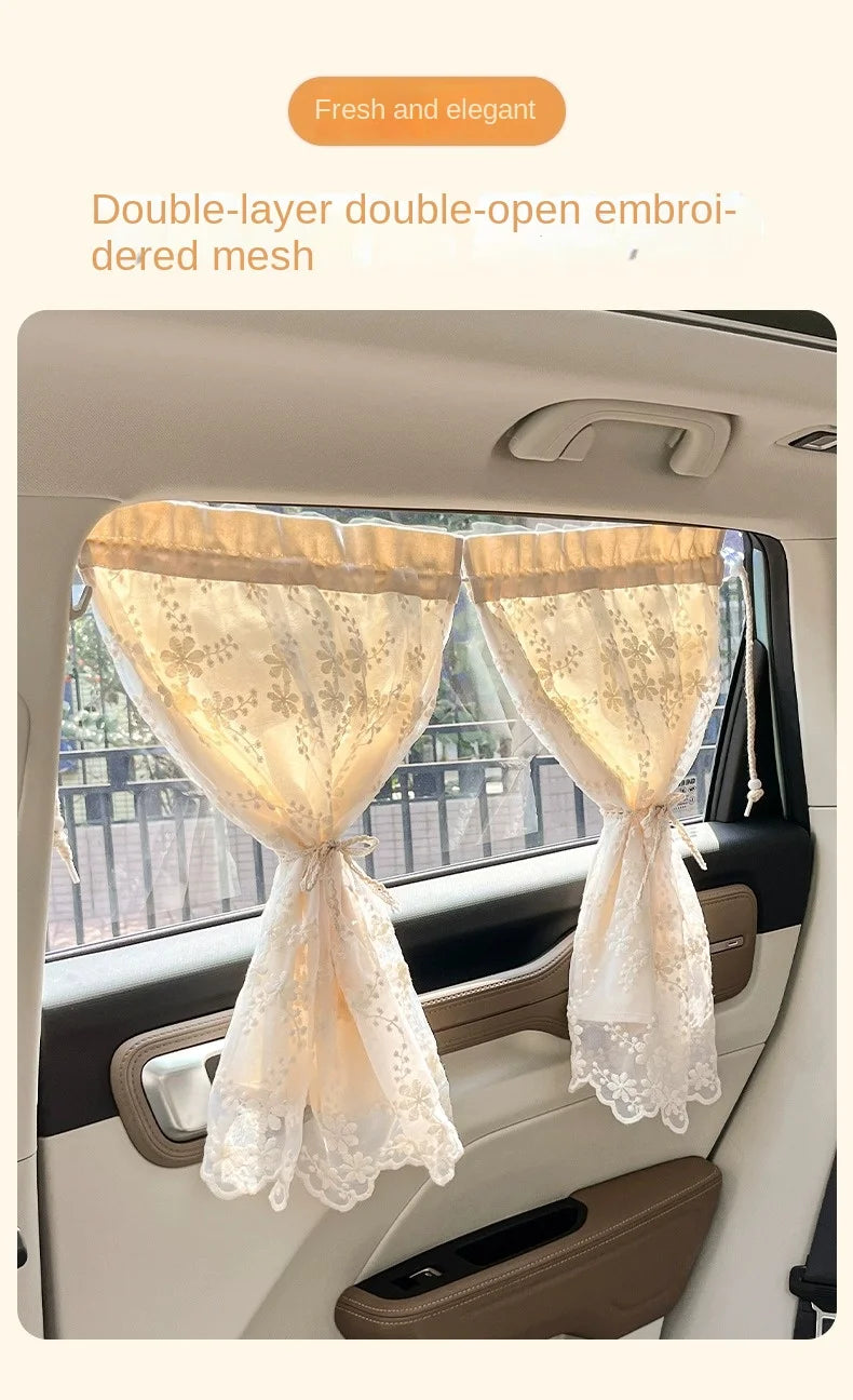Floral Print Retractable Car Window Sunshade - 10