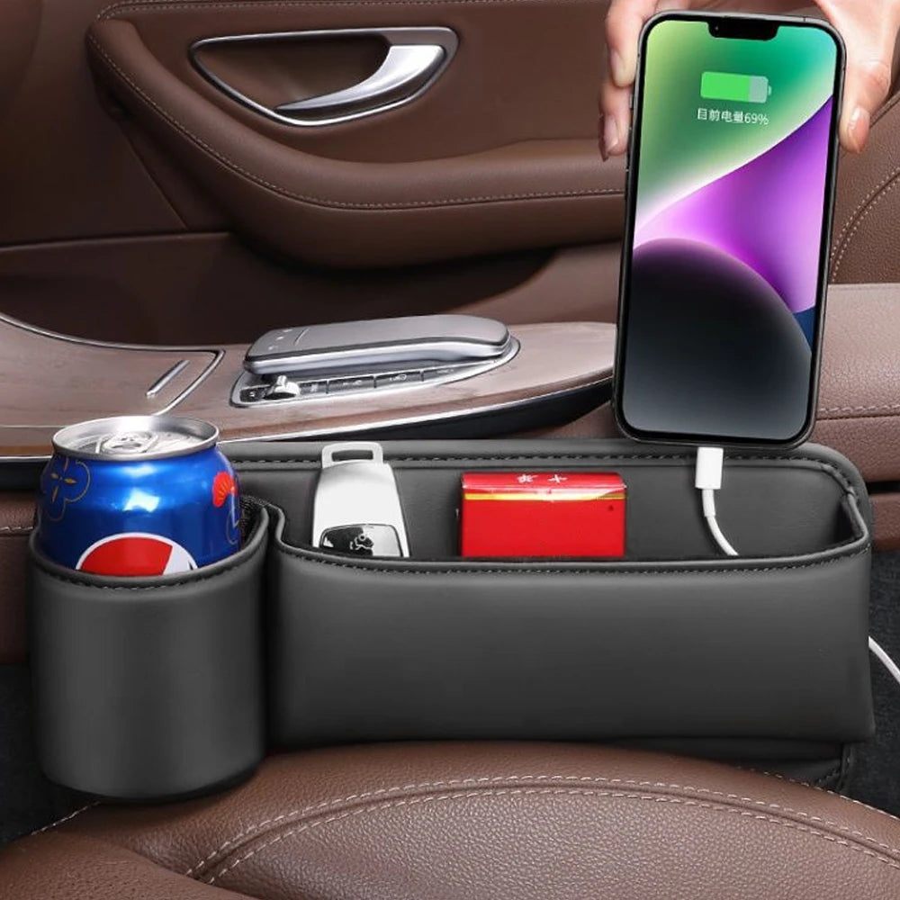 Leather Car Seat Gap Organizer and Storage Box