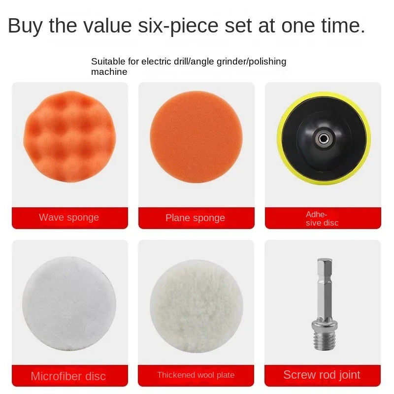 Car Polishing Sponge and Buffing Pad Drill Attachment Set