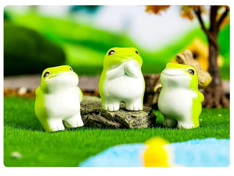 6-Piece Cute Miniature Resin Frog Figurine Set for Home Decor
