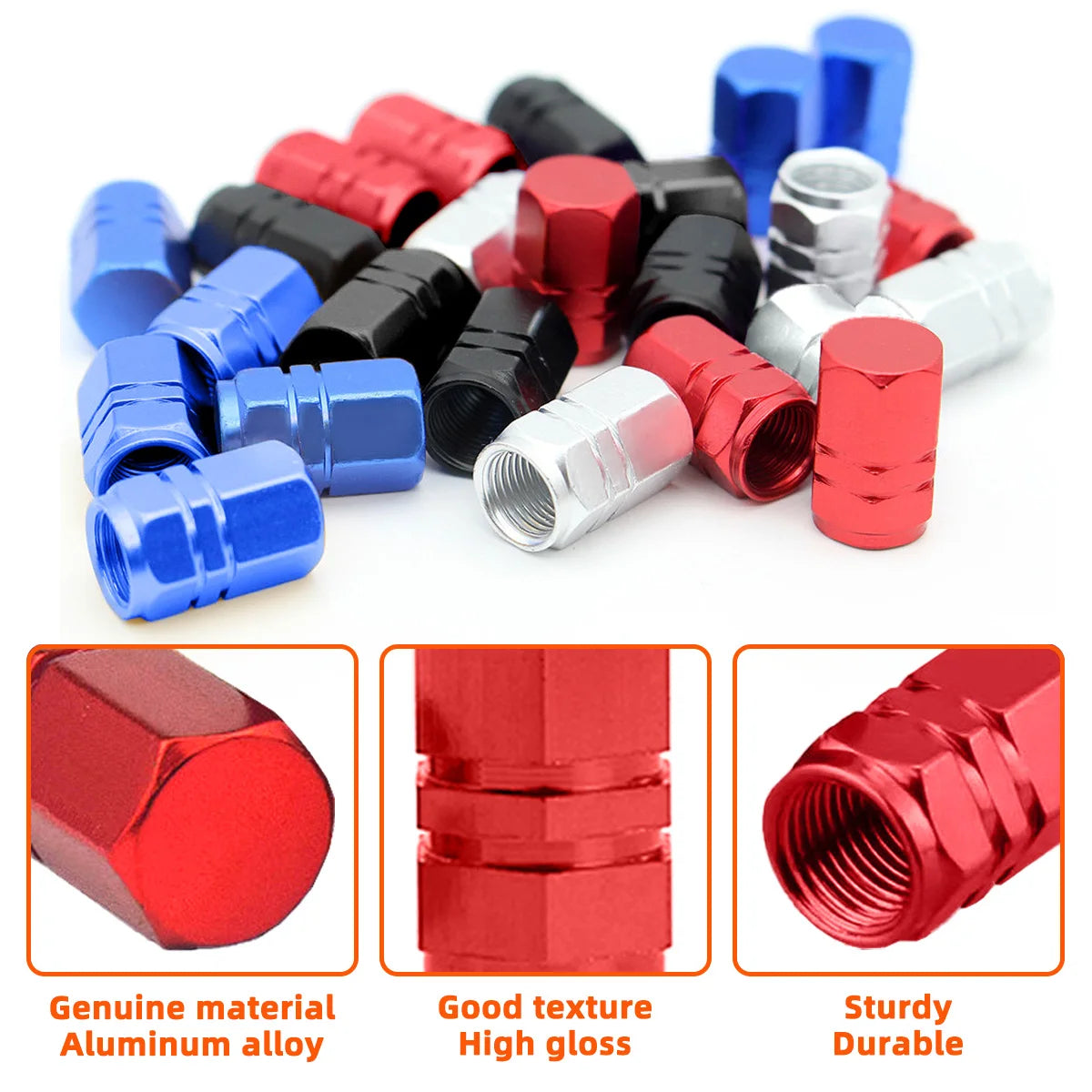 Universal Aluminum Alloy Tire Valve Stem Caps for Vehicles
