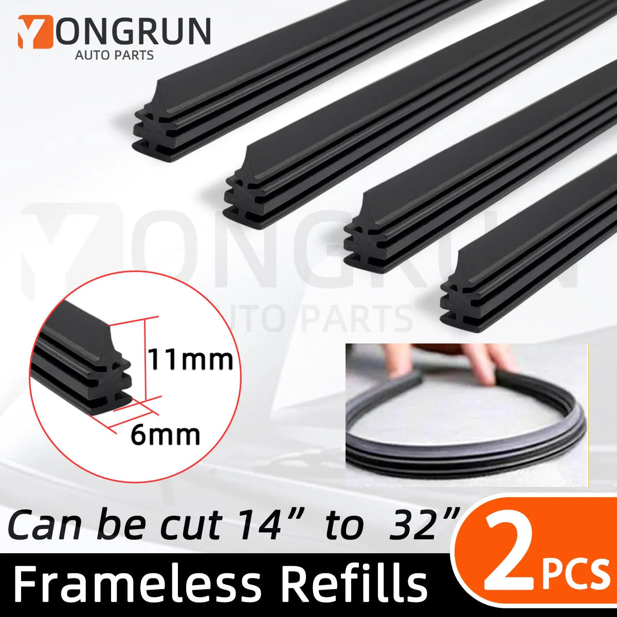 Universal Car Windshield Wiper Blade Rubber Refill Strips - 1