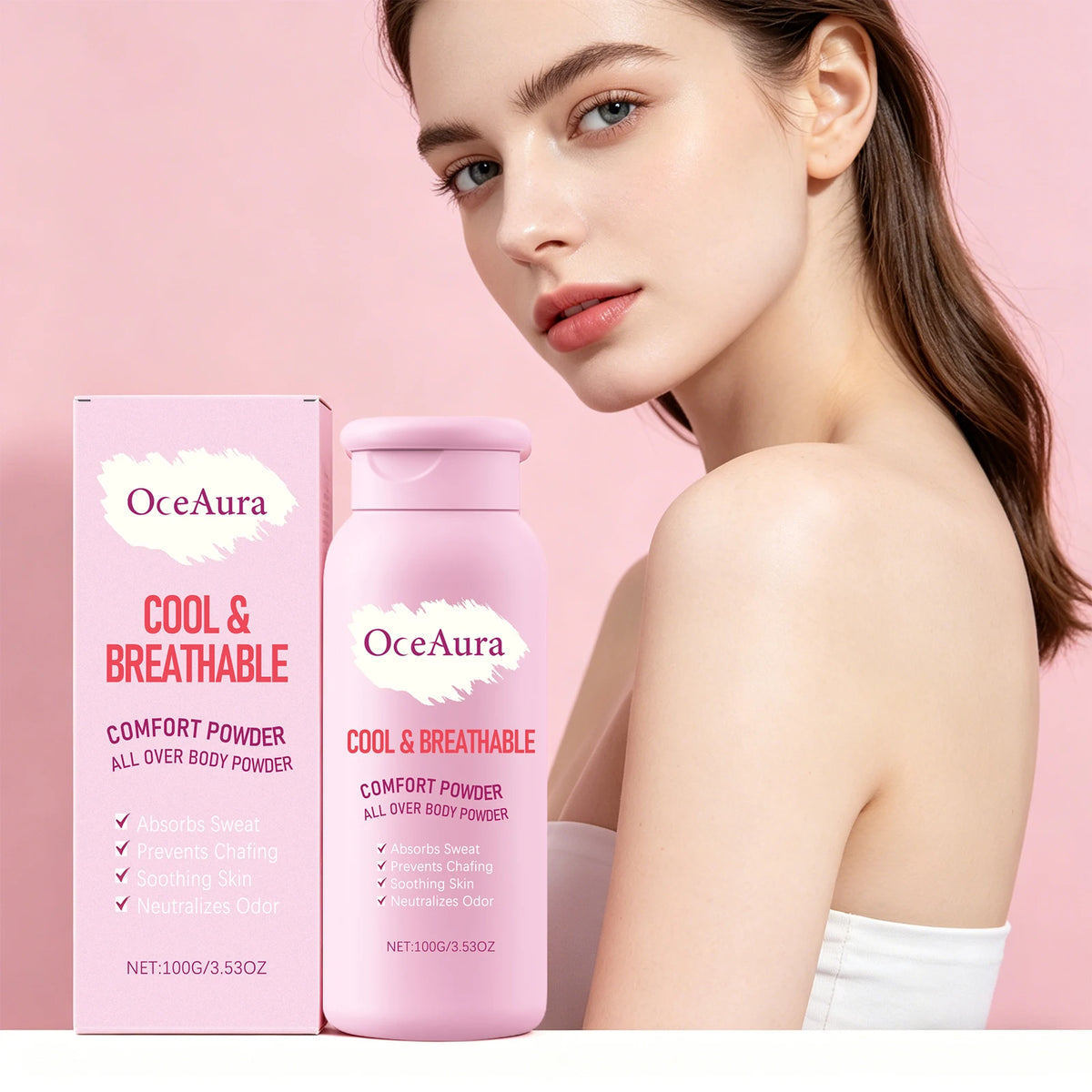 Cooling Sweat-Absorbing Body Powder for Anti-Chafing Comfort
