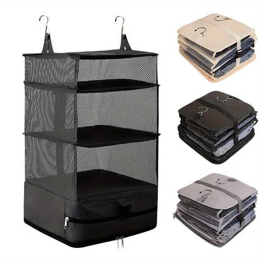 4-Tier Foldable Hanging Closet Organizer with Sturdy Hooks