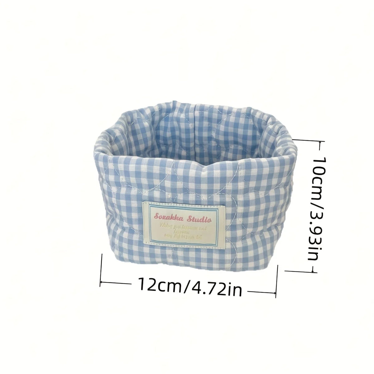 Foldable Plaid Quilted Desktop Storage Basket