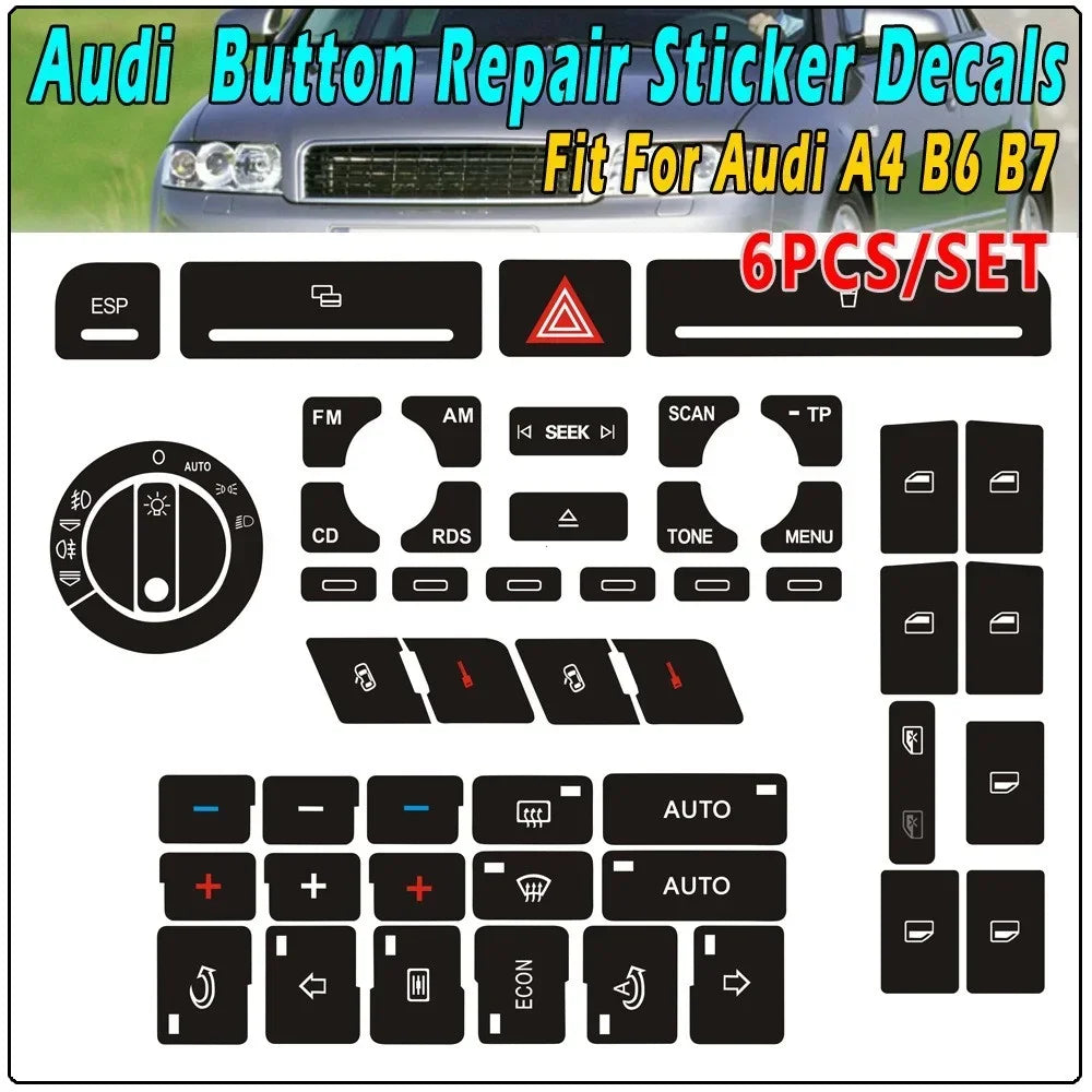 Interior Button Restoration Decal Set for A4 B6 B7 - 5