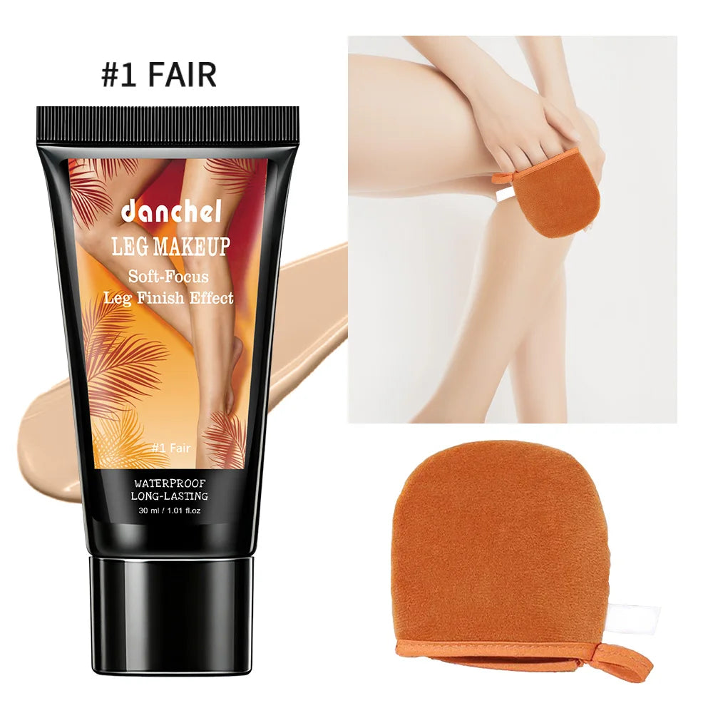 Waterproof Body Foundation and Leg Makeup with Applicator Glove